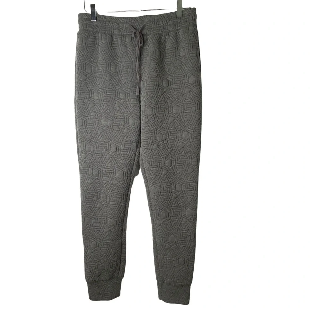 Fabletics Gray Hamilton Textured Quilted Cuff Sweatpant High Waist Jogger Size M - Picture 2 of 7